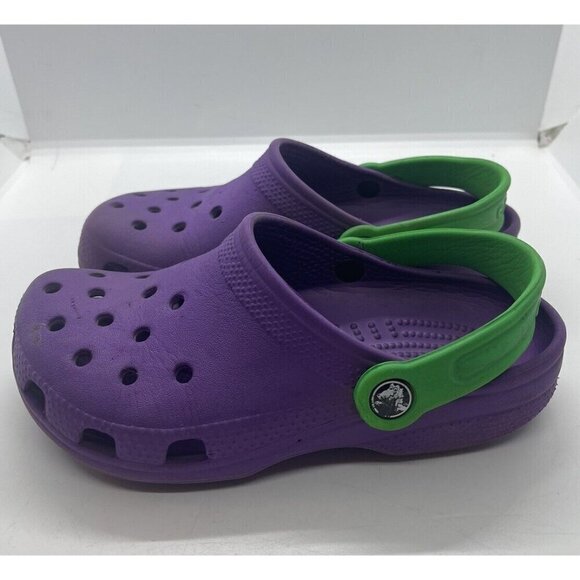 Crocs Women's Classic Clogs Sandals Slip On Water Shoes Purple Green Size W4 M2 - Picture 3 of 6